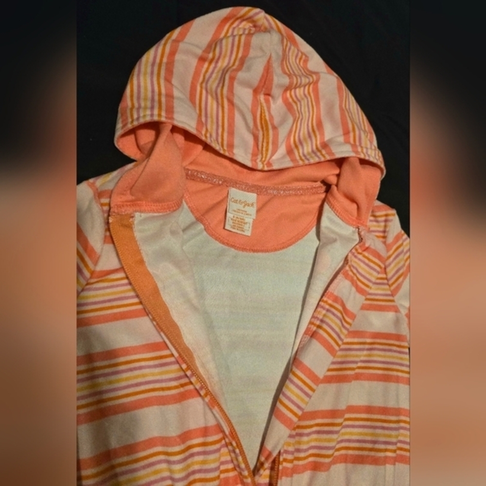 NWOT Girl's Cat &‎ Jack Retro Striped Hooded Zip Up Pajamas. Size 6/6X Small - Picture 6 of 8